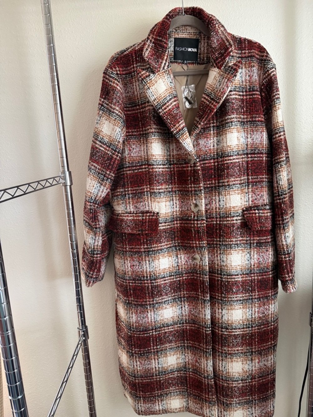 FASHION NOVA 2X Plaid Coat.